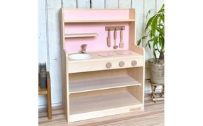 手作り木製玩具／ままごとキッチンノーマルハイタイプ（ピンク）