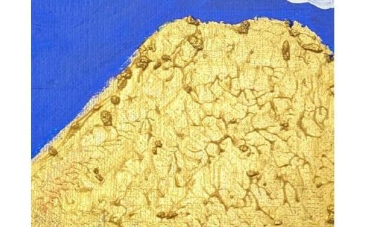富士山溶岩パワーアート「白雲に黄金富士と太陽B」  絵画 富士山 溶岩 アート インテリア パワーアート 出世富士 額縁付 山梨 富士吉田