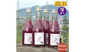 【完全無添加】【安心安全】【こだわりの搾汁製法】種あり巨峰ジュース300ml×4本セット【栽培期間中 除草剤・ネオニコチノイド系農薬・化学肥料不使用】 果実飲料 フルーツジュース 飲み物 グレープジュース