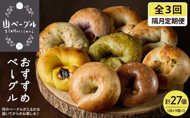 【隔月定期便】おすすめベーグル 9個セット×3回 山形県 東根市 hi086-006