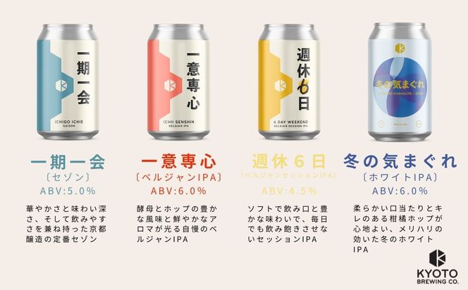 【京都醸造】季節のクラフトビールギフトセット(6本入)｜地ビール 京都ビール 人気セット ［ 京都 ビール 小さな醸造所 クラフトビール ギフトセット 350ml ベルギー×アメリカスタイル 人気 おすすめ 缶ビール ギフト プレゼント 贈答 お取り寄せ 通販 送料無料 ふるさと納税 ］ 261009_B-BR22