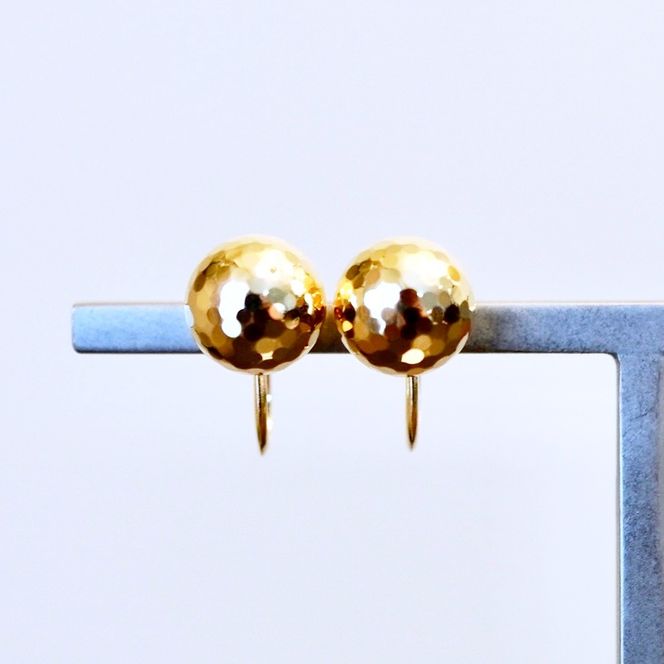 K18(18金) イエローゴールド ミラーボール イヤリング 地金 中空(直径8mm) 保証書付 M2180ER 242-048