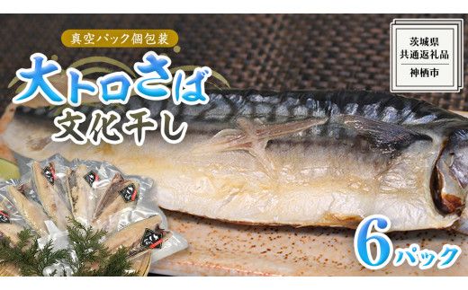 大トロ さば文化 干し 1枚真空 6パック ( 茨城県共通返礼品 :神栖市 ) 海鮮 鯖 切り身 切身 さば サバ 干物 真空パック 真空包装 化粧箱 冷凍 ノルウェーさば [EO001us]