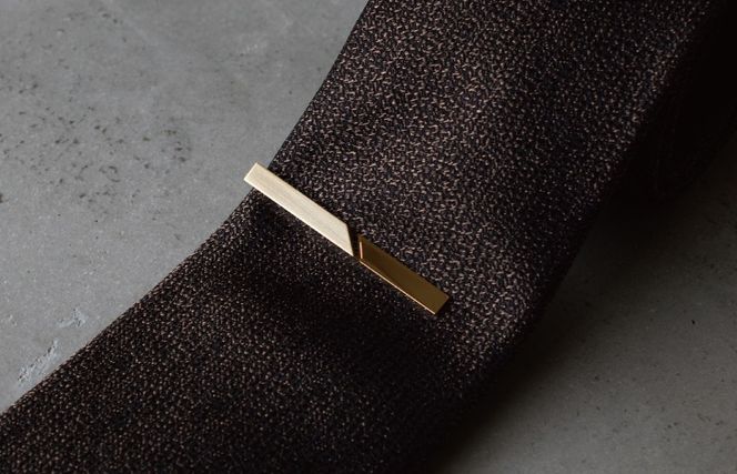 tav0073 ジオメトリック・ネクタイピン ブラックシルバー