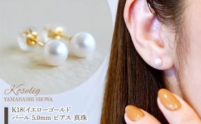 K18(18金) イエローゴールド パール 5.0mm ピアス 真珠 保証書付 SMK-TP5.0 SWAD100-tp5