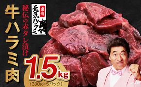 099H4051 牛ハラミ 1.5kg（300g×5P）【秘伝の赤タレ 泉州元気ハラミ 牛肉 はらみ 小分け 焼肉 お弁当 BBQ 訳あり ワケアリ わけあり サイズ不揃い 規格外 TVで話題】