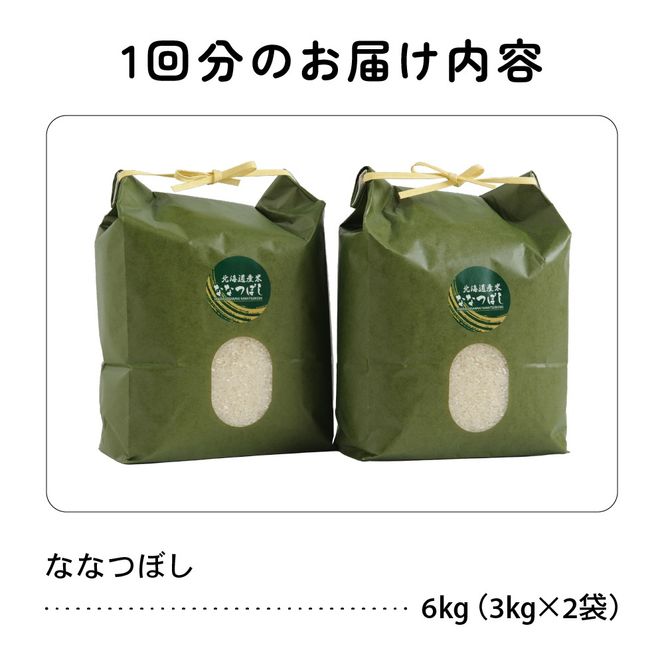 3ヵ月定期便 北海道 留萌管内産 ななつぼし6kg(3kg×2袋) R004-006