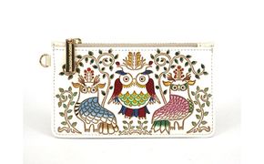 【文庫屋大関】すっきりカードケース　ふくろう【皮革工芸品】 ファッション小物 雑貨 フラグメントケース 小銭入れ付き 収納 スマート 日本製 鳥 フクロウ 梟 