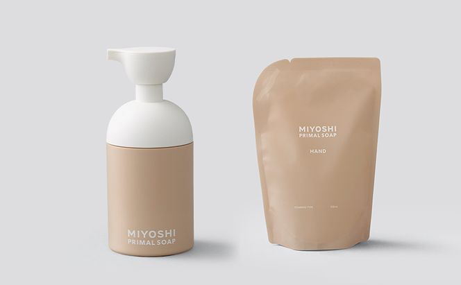 MIYOSHI　PRIMAL　SOAP　HAND（本体・つめかえセット）【ミヨシ石鹸  無添加 石鹸 無添加せっけん ハンドソープ 泡タイプ ポンプ 泡ハンドソープ 日用品】