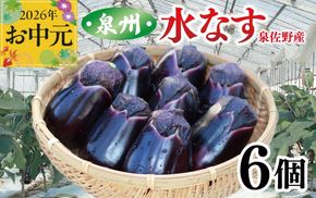 005A759t 【お中元対応】泉州 泉佐野市産 ハウス水なす 6個【茄子 泉佐野産 とれたて 新鮮野菜 やさい 高評価】
