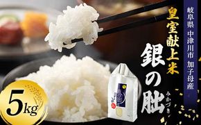 ＜テレビで紹介されました！＞令和8年度 新米 皇室献上米『銀の朏』5kg 中津川市加子母産 栽培期間中化学肥料不使用 米 お米 コメ ごはん ご飯 食品 F4N-2909
