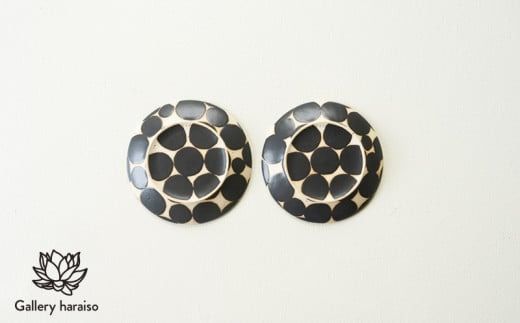 【沖縄のかわいい器】陶factory509 モノクロ皿小　ペア／黒丸
