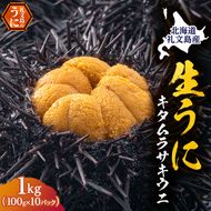 北海道 礼文島産 採れたて ミョウバン不使用 キタムラサキウニ 塩水パック 1kg(100g×10個)［株式会社やまじょう］【 うに ウニ 雲丹 生うに 塩水うに キタムラサキウニ 滅菌海水 海鮮 うに丼 濃厚 甘み 大容量 】