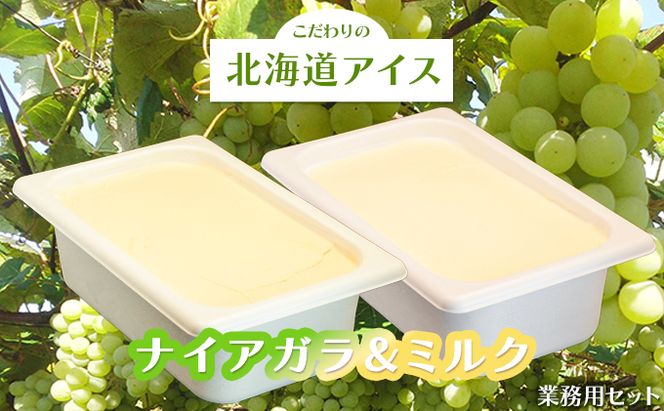 こだわりの北海道アイス 業務用セット〈ナイアガラ＆ミルク〉2L×各1個  スイーツ デザート 冷たい 砂糖不使用 無香料 無着色料 乳化剤不使用 GI値が上がりにくい 白ぶどう 甘さ控えめ さっぱり [株式会社 自然農園]