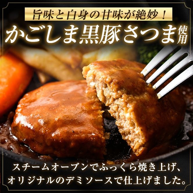 a1003 ＜年内発送＞鹿児島県産黒豚ハンバーグ 計24個 (210g(3個入)×8P) 【AKR Food Company】姶良市 ハンバーグ デミグラスソース デミソース 国産 鹿児島県産 肉 豚 豚肉 かごしま黒豚さつま お弁当 惣菜 総菜 冷凍ハンバーグ おかず 温めるだけ 湯煎 簡単 冷凍 小分け