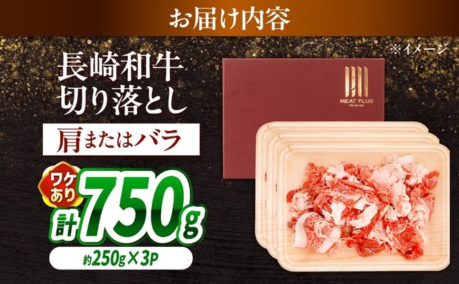 【訳あり】【A4〜A5】長崎和牛切り落とし 750g（250g×3）/ 牛肉 ぎゅう肉 和牛 / 南島原市 / 株式会社MEAT PLUS[SHG037]