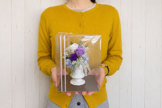 プリザーブドフラワー【カリヌゥ 2個セット オレンジ/パープル】【埼玉県 春日部市 シュガーパイン フラワーギフト セットアレンジ 贈り物 母の日】(AJ004-1)