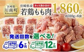 ※定期便回数が選べる※【小分け】宮崎県産若鶏もも肉1.86kg（310g×6袋） 【 鶏肉 もも肉 モモ 肉 小分け からあげ チキン南蛮 国産 九州産 宮崎県産 送料無料 】 [C06910t6] [C06910t12]