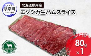 北海道 厚岸産 エゾシカ 生ハム スライス 80g 食肉用 鹿