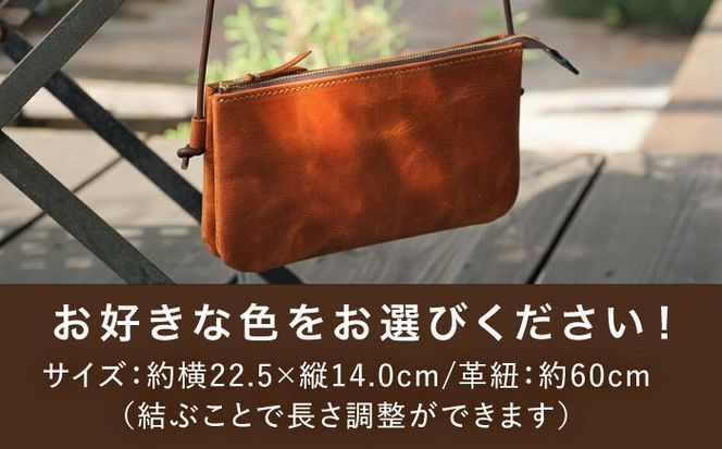 【経年変化を楽しむ】本革 3ポケット サコッシュ 革小物 革バッグ 糸島市 / BLESS[AAA034]