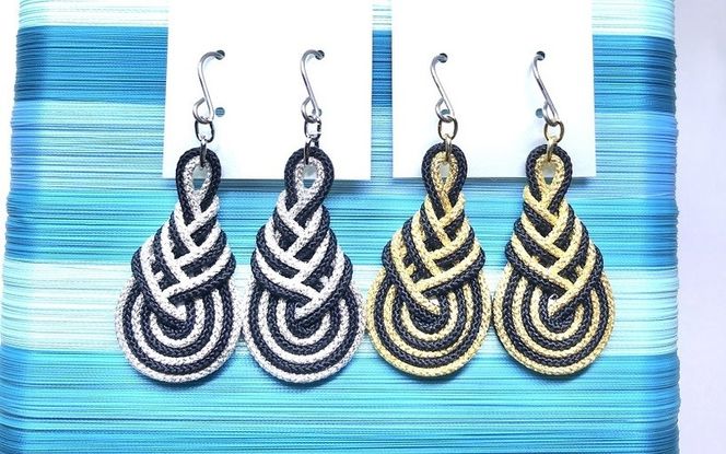 【※使用しない※】組紐チタンピアスみょうが黒金 