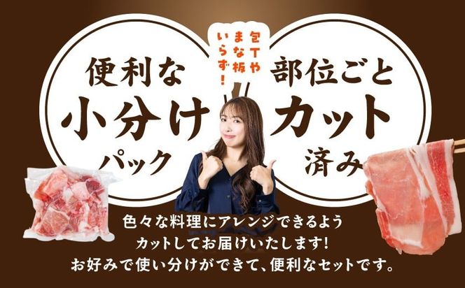 「高城の里」バラエティしゃぶ3.6kgセット(真空)(スパイス付)_17-8402-s_(都城市) 豚肉 豚肉セット ブランド豚 ロースしゃぶ 豚バラ しゃぶしゃぶ 国産豚ミンチ 切り落とし 真空 ブランド豚 小分け パック あくが少ない あっさり