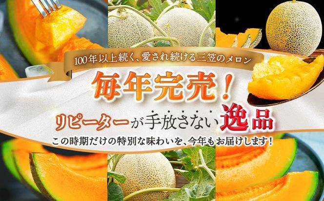 《2026年分受付中》とろける食感と甘い香り北海道三笠メロン2玉入（2.6kg以上）【0100103】