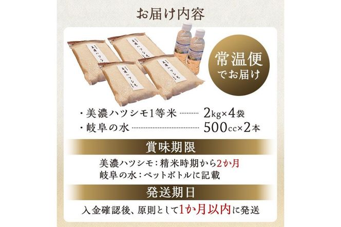 2025年産米　美濃ハツシモ　1等米8kg（2kg×4袋）　【0021-007】