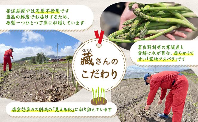 【2027年5月より発送】北海道 富良野市産 アスパラ 緑・紫(サイズ混合)  計約2kg セット 食べ比べ 朝どり 露地 アスパラガス 詰め合わせ 野菜 新鮮 数量限定 先着順【藏ファーム】