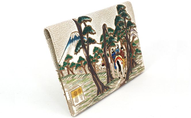 【文庫屋大関】パーソナルホルダー　浮世絵　吉原【皮革工芸品】 ファッション 小物 シンプル パスポートケース 病院セット 型押し 大関卯三郎 牛革 