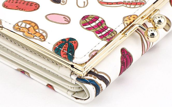 【文庫屋大関】三つ折りミニ財布　ピーナッツ【皮革工芸品】 ファッション 小物 民芸品 お札 カード 小銭 手のひらサイズ コンパクト 大人かわいい 牛革 手作り 国産 