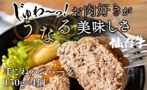 ハンバーグ 手ごね 150g × 4個（ 計  600g ） 無添加 湯煎 温めるだけ 小分け 和牛 冷凍配送