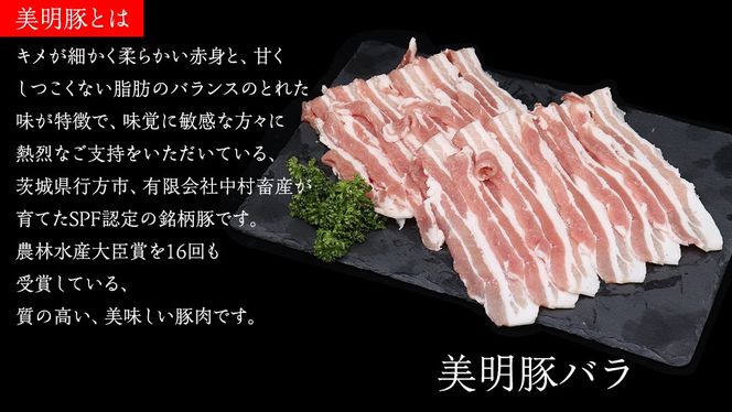 美明豚 × 常陸牛 スライスセットA 約1kg（ 美明豚バラ600g + 常陸牛 もも400g ）（茨城県共通返礼品：行方市） びめいとん ビメイトン ブランド豚 銘柄豚 豚 豚肉 肉 バラ 黒毛和牛 牛肉 ひたち牛 ブランド牛 和牛 [EQ014us]