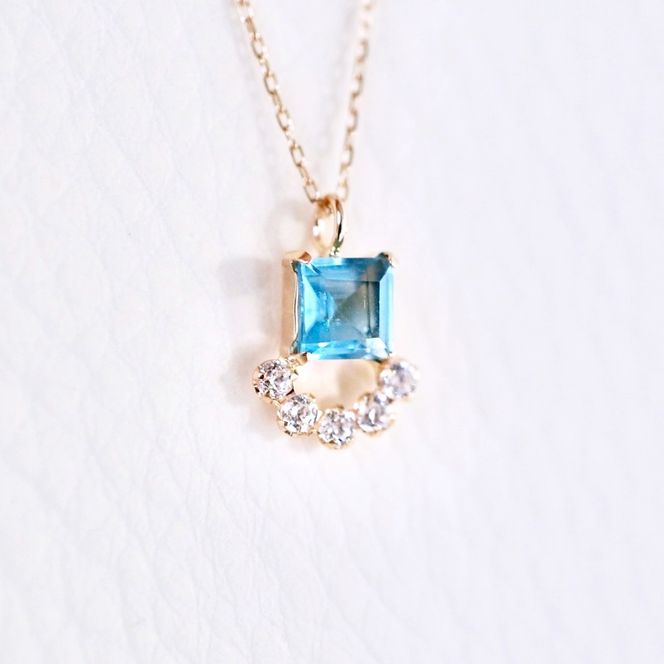 【ジュエリー】K10 イエローゴールド ブルートパーズ ペンダント ネックレス 保証書付 SMK-5221 242-013-c