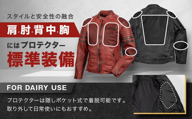 【デグナー】レザージャケット[25WJ-7] レッド 2XLサイズ｜京都 バイクギア 人気ブランド ジャケット バイク［ ヴィンテージ風ジャケット 中綿入りインナー オールドフィニッシュ加工 短丈設計 羊革 実用性 日常使い 軽量 柔軟性 ツーリング ライダー バイカー アウトドア おしゃれ かっこいい 人気 おすすめ 送料無料 ふるさと納税 ］ 261009_A-JR194VC08