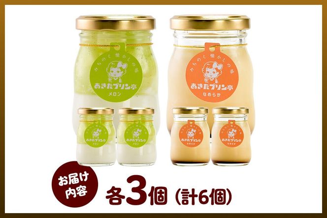 あきたプリン亭 食べ比べ！メロン＆なめらかプリンセット 各3個 計6個入り [手作り あきたプリン亭 ぷりん メロン なめらか お菓子 洋生菓子 洋菓子 高級 お取り寄せ スイーツ ギフト プレゼント 詰め合わせ]|02_apt-300301