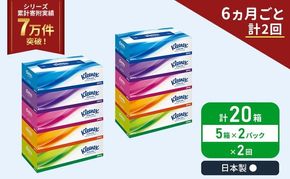 定期便 ティッシュ クリネックス 5箱入 × 2パック 《 6ヶ月ごと計  2回 》 ティッシュ セット