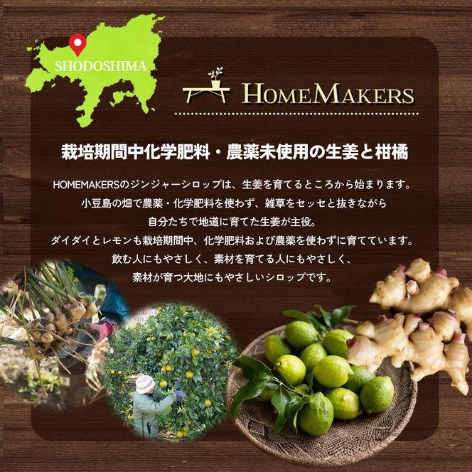 【 小豆島 】小豆島ジンジャー&ダイダイレモンシロップ2本セット シロップ ジンジャー  飲料 ドリンク シロップ ギフト 贈り物 香川 香川県 土庄 土庄町