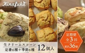 【全3回定期便】定番 ＆ 季節 の スコーン 12個セット 糸島市 / スコーン専門店キナフク 焼き菓子 焼菓子 洋菓子 スイーツ パン [AFA015] 洋菓子 焼き菓子 卵不使用 スコーン お菓子 自宅用 個包装 セット 詰め合わせ