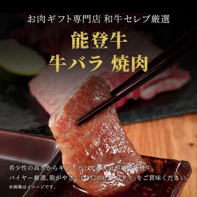 肉【和牛セレブ】能登牛　牛バラ 焼肉 500g 黒毛和牛 霜降り ギフト 石川県 能美市 172111_DB038