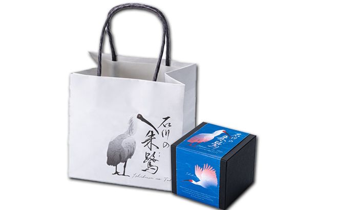 石川の朱鷺ネクタイ ファッション 小物 スーツ小物 石川県の形 モチーフ 土産用 贈答用 箱と手提袋付き 動物 鳥 柄 柄物 柄物ネクタイ 