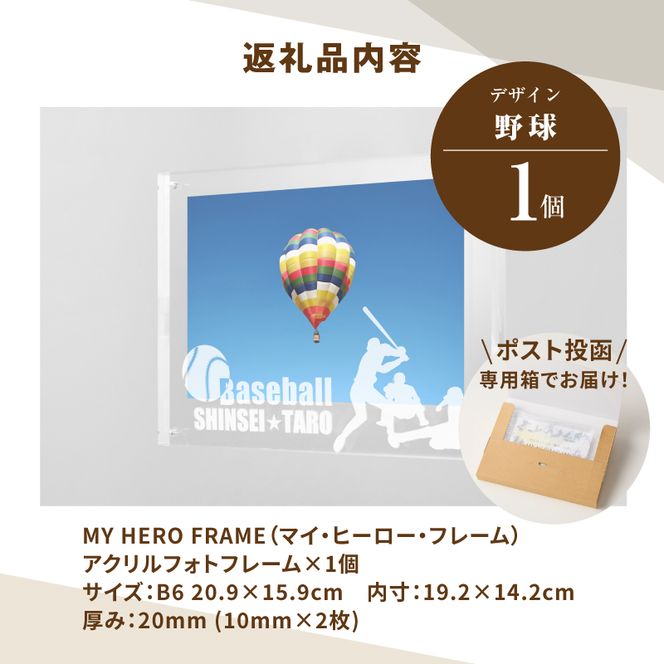 ＼ポスト投函／オリジナルで作れるスポーツ フォトフレーム 【野球】 K45_0008