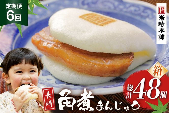 BJ026 岩崎本舗 【6回定期便】長崎角煮まんじゅう 8個入 (箱) [長崎県 島原市]