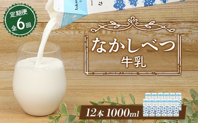 【定期便：全6回】北海道なかしべつ牛乳 1L×12本【14060】