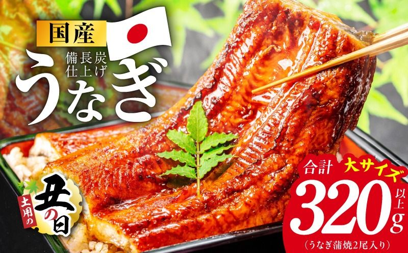 kgp0129d [土用の丑の日]国産うなぎ蒲焼 320g以上(大サイズ2尾)[レンチン 湯煎対応 簡単調理 鰻 ウナギ 人気総菜 日本産 特別規格]