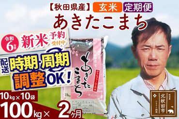 ※令和6年産 新米予約※《定期便2ヶ月》秋田県産 あきたこまち 100kg【玄米】(10kg袋) 2024年産 お届け時期選べる お届け周期調整可能 隔月に調整OK お米 みそらファーム|msrf-21702