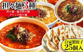 担々麺3種（担々麺・激辛担々麺・ブラック担々麺）＋自家製餃子25個入り