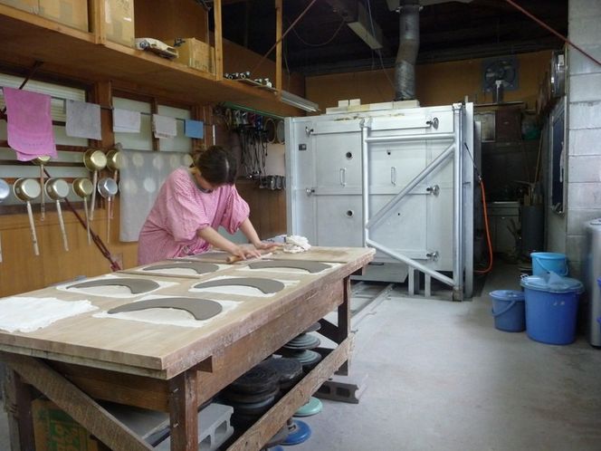 小杉焼栄一窯 緑釉茶碗 工芸品（陶器）