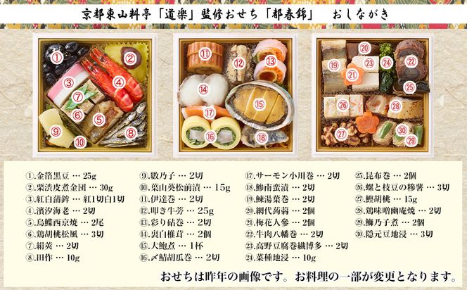 【京料理 道楽】冷蔵おせち三段重「都春錦」(約2人前)｜京都 老舗料亭 本格和風おせち 人気［ 京都 東山 創業390年 老舗 料亭 おせち 大人気 おすすめ 2027 正月 お節 おせち料理 お取り寄せ 送料無料 年内配送 ふるさと納税 ］ 261009_A-PF3005