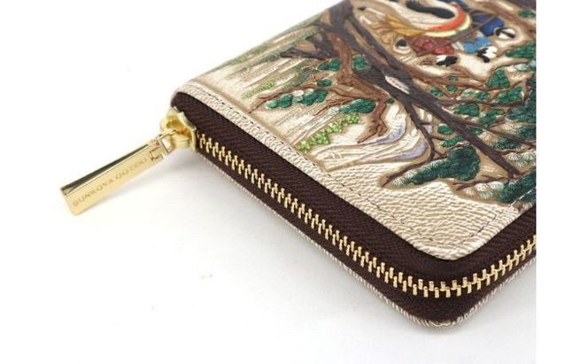 【文庫屋大関】大容量　ぐるっとファスナーの長財布　浮世絵　吉原【皮革工芸品】 ファッション 小物 仕切り カードポケット ロングポケット 